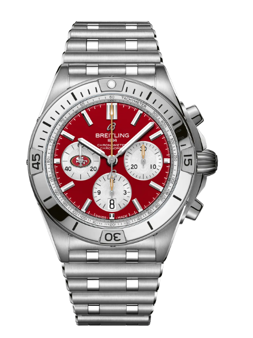 Review Breitling CHRONOMAT B01 42 NFL SAN FRANCISCO 49ERS EDITION Replica watch AB01342B1K1A1 - Click Image to Close